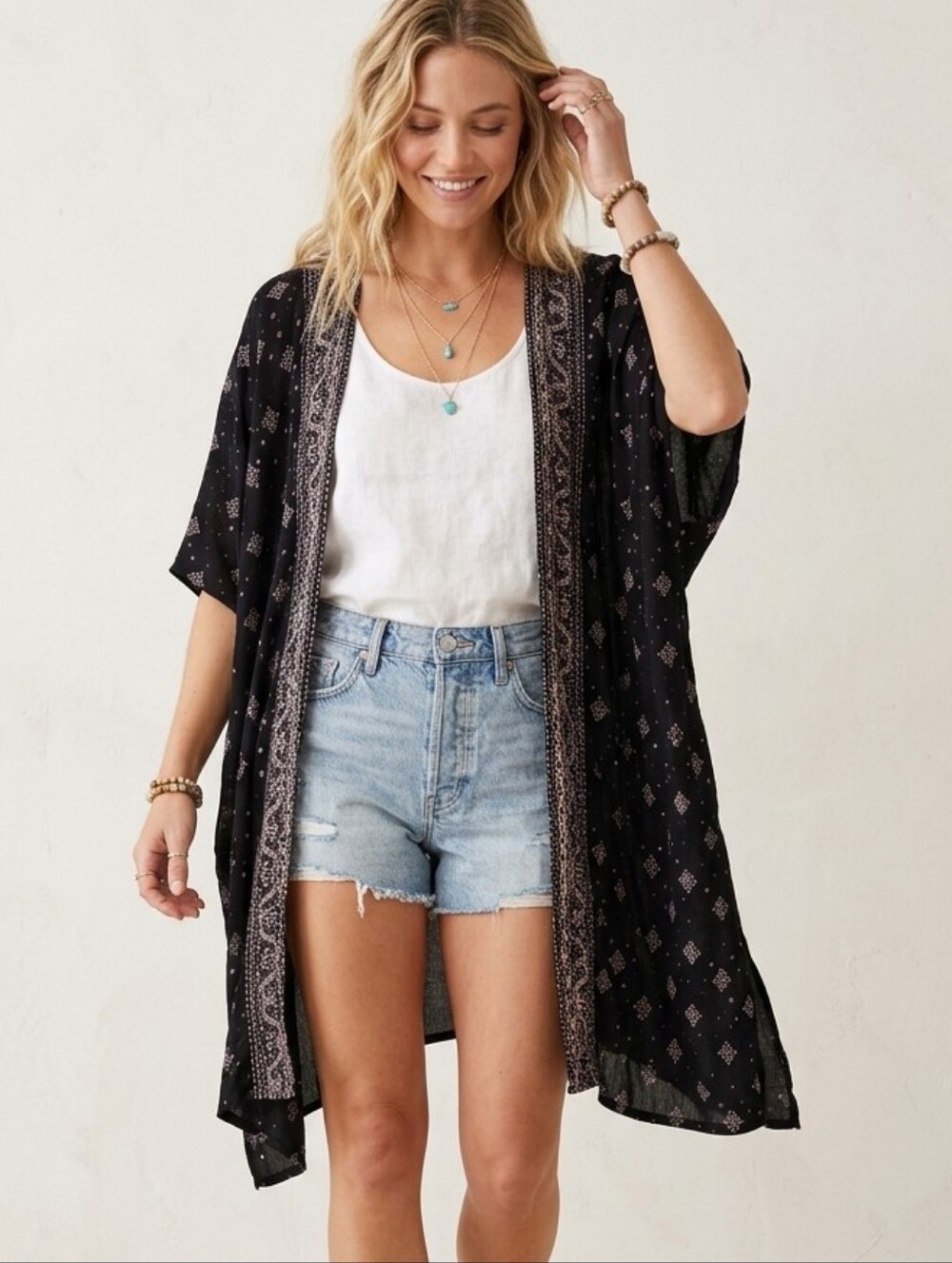 Gorgeous ​Angie Open Front Boho Kimono Med